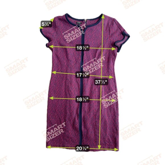Talbots Ponte Midi Dress Zip Contrast Zip Career‎ Stretch Short Sleeve Knit 12P - Picture 2 of 8